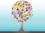 Colorful Flower Tree Vector