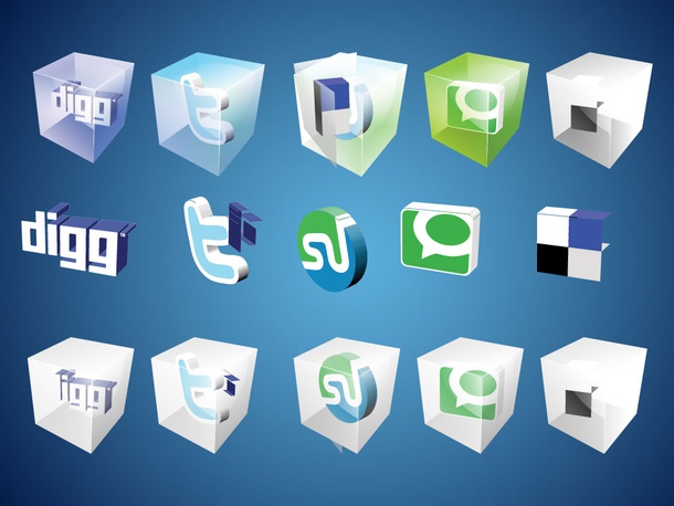 3D Social Bookmark Icons
