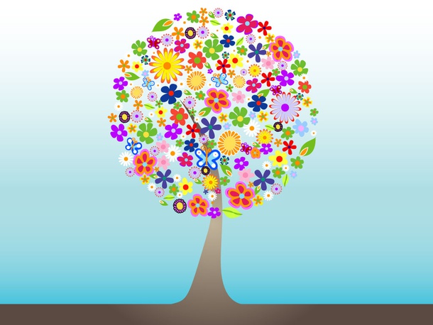 Colorful Flower Tree Vector