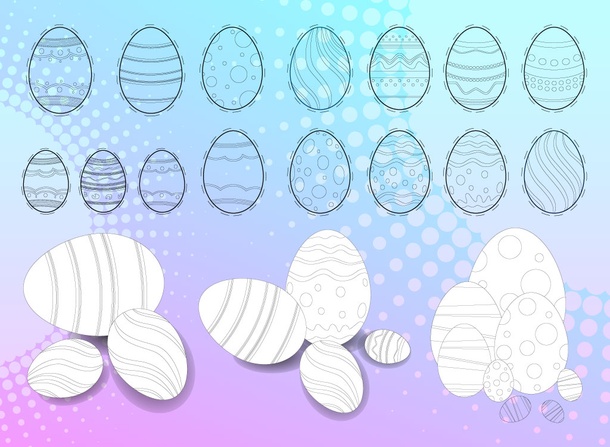 Easter Eggs Line Art