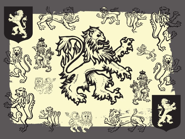 Heraldic Lion Set