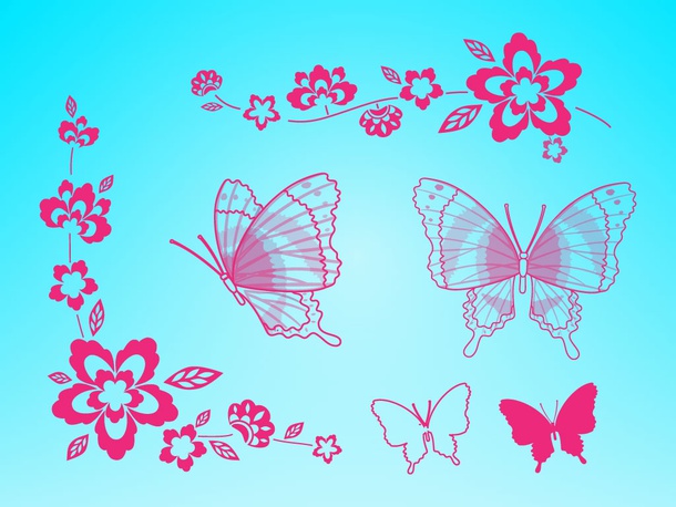 Butterflies Flowers Clip Art