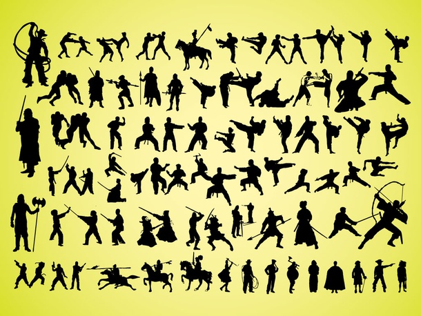 Warrior Silhouettes Vectors