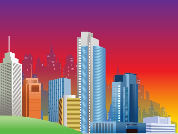 Cartoon City Skyline