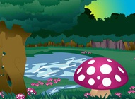 Cartoon Mushrooms Landscape