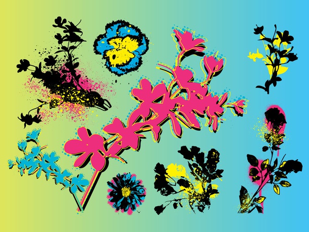 Painted Flowers Vectors