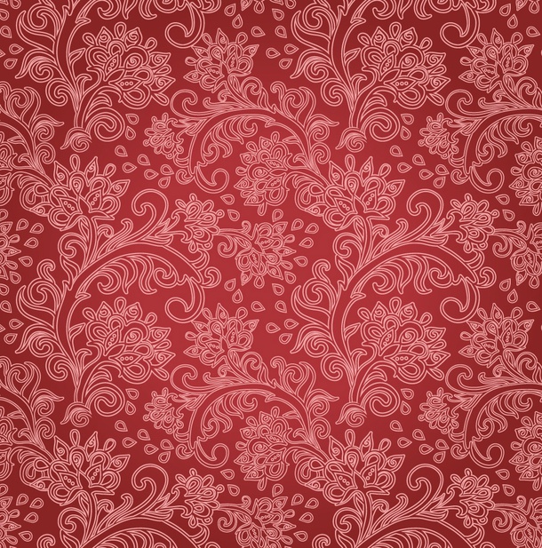 Red Flower Motif Pattern