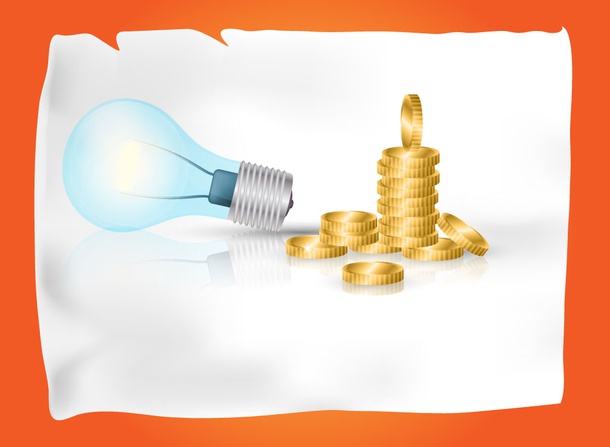 Light Bulb And Coins