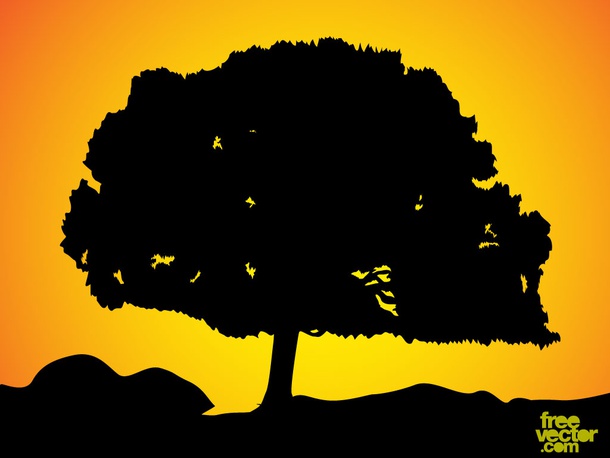 Silhouette Hill Tree