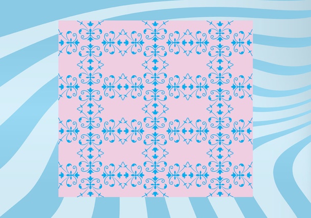 Pink and Blue Floral Tile