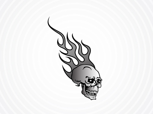 Vector Skull With Flames