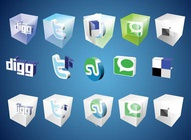 3D Social Bookmark Icons