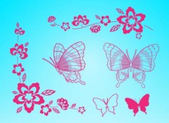 Butterflies Flowers Clip Art