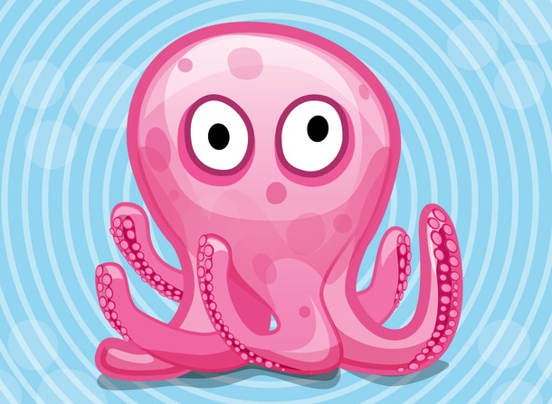 Pink Octopus Cartoon