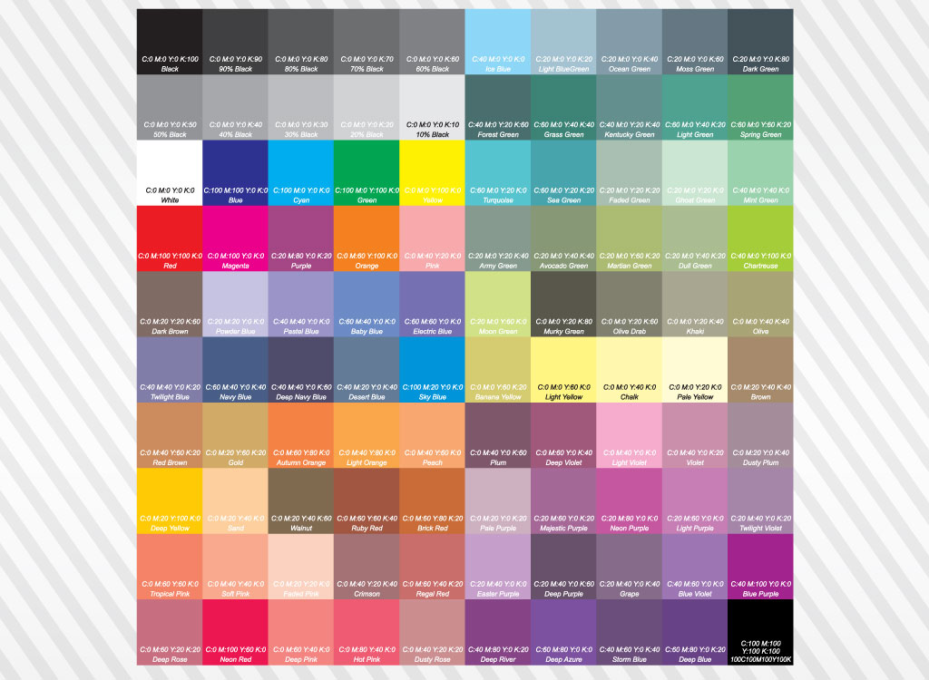 Cmyk Color Chart For Printing