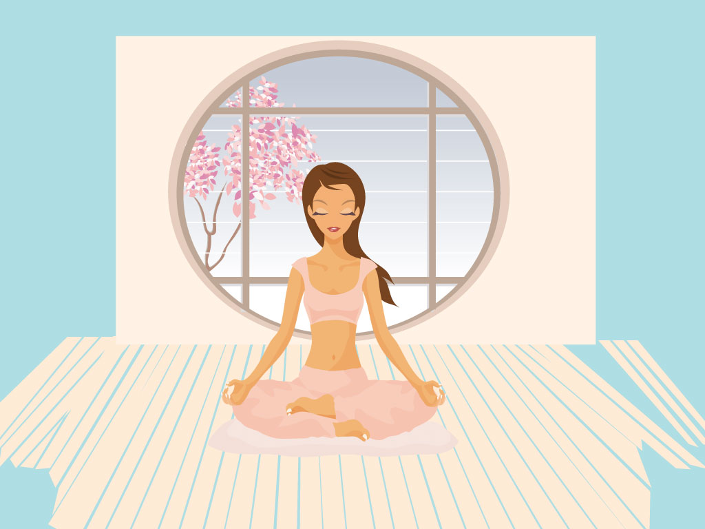 Vector Woman Doing Yoga with Zen Circle Stock Vector